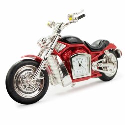Designer Tischuhr Motorrad I rot aus Metall