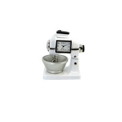 Designer Tischuhr Mixer weiß aus Metall