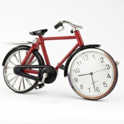 Designer Tischuhr Fahrrad rot aus Metall