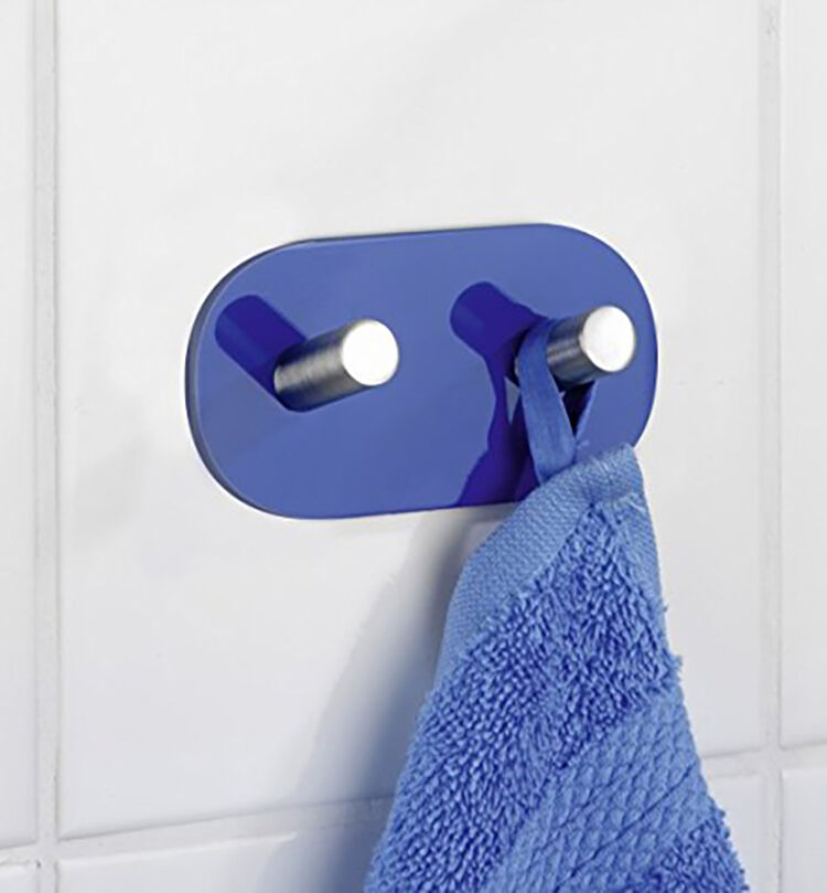 Wenko Wandhaken Duo Blau aus Edelstahl 1 Stück