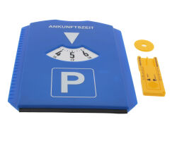 Parkscheibe mit 15-Minuten-Einteilung, Eiskratzer, Einskaufschip und Reifenprofilmesser DE & AT