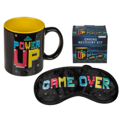 Gaming Erholungs-Set Tasse "Power Up" & Augenmaske "Game Over"