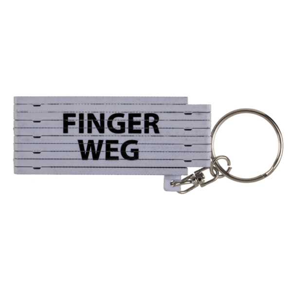 Mini Zollstock Schlüsselanhänger 50 cm "Finger Weg" weiß