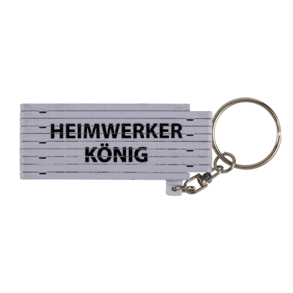 Mini Zollstock Schlüsselanhänger 50 cm "Heimwerker König" weiß
