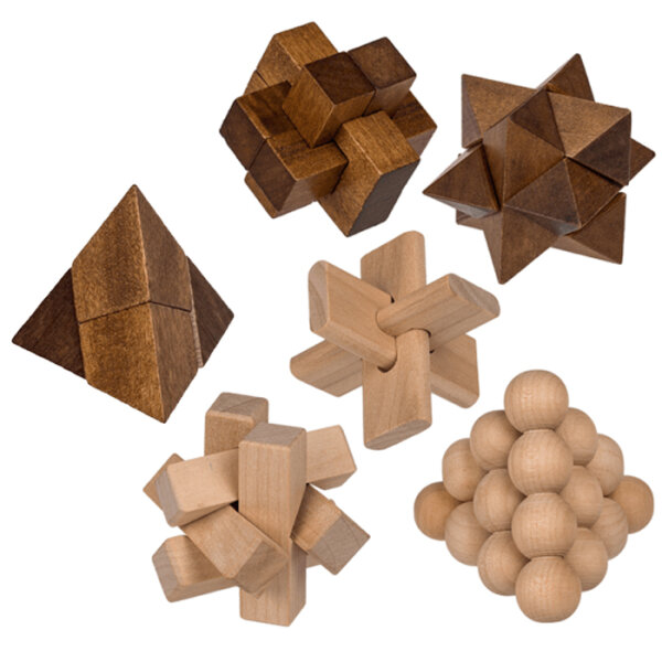 Geduldsspiel aus Holz verschiedene Varianten 4,5 x 4,5 cm