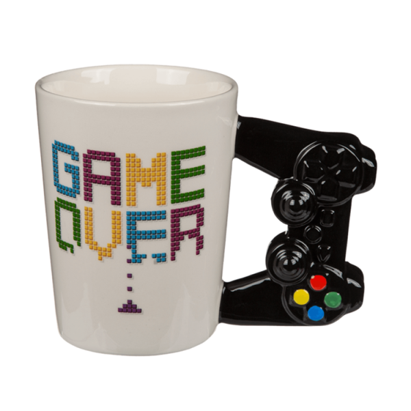 Tasse "Game Over" mit Controller Griff aus Steingut