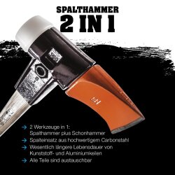HALDER SIMPLEX Spalthammer mit Stahlgussgehäuse und Hickorystiel 900 mm