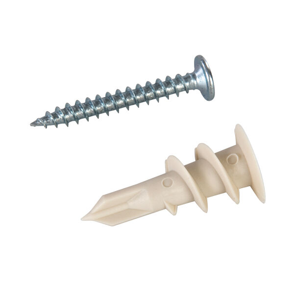 100 x selbstbohrende Gipskartondübel + Schrauben 12 x 32 mm Nylon