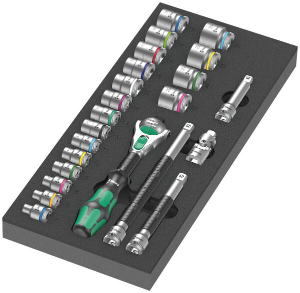 Wera Schaumstoffeinlage 8000 B Zyklop Knarre 3/8" Set 1, 23-teilig
