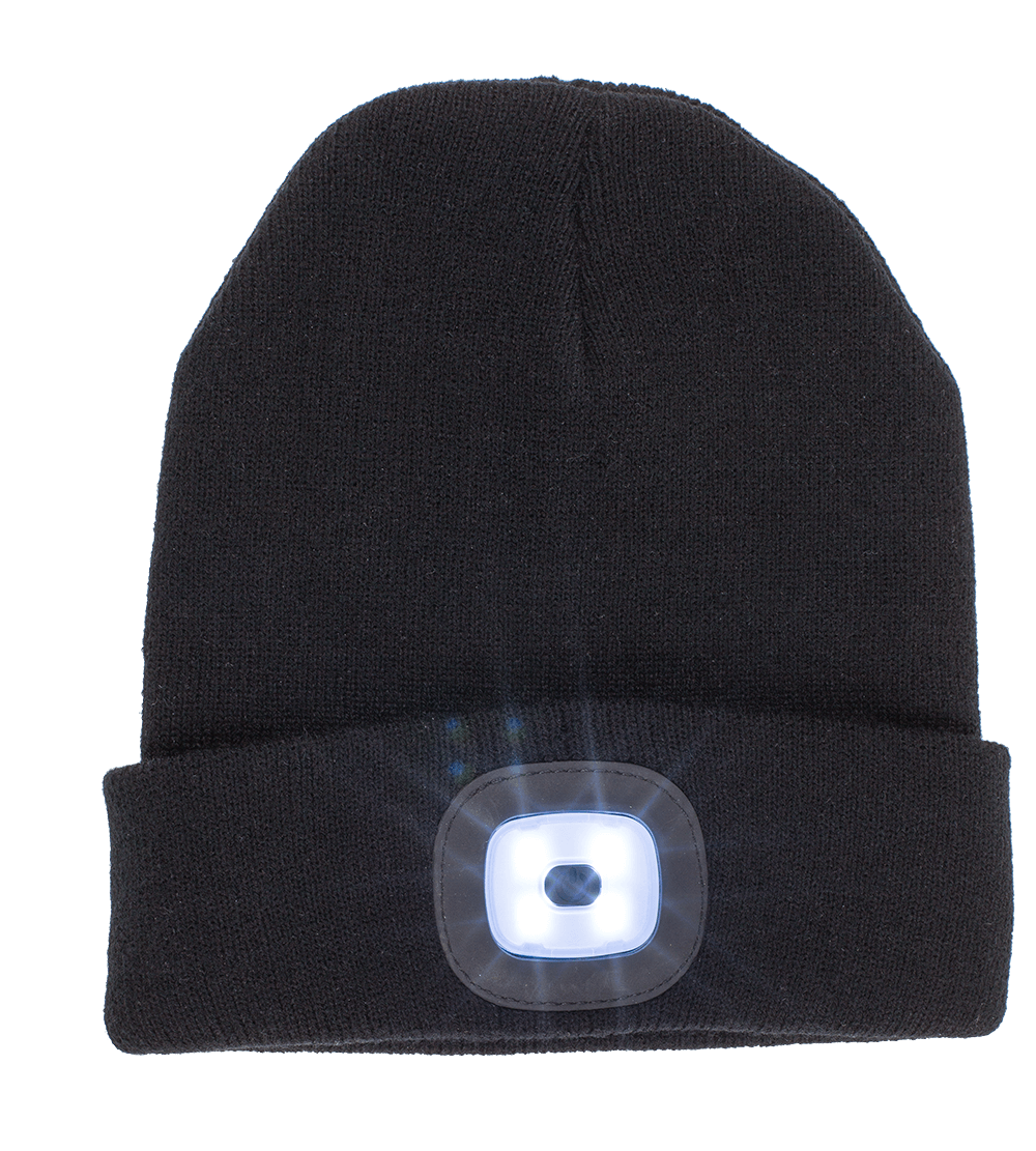 Schwarze Mütze mit LED inkl. Batterien
