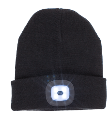 Schwarze Mütze mit LED inkl. Batterien