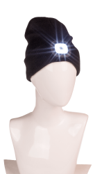 Schwarze Mütze mit LED inkl. Batterien