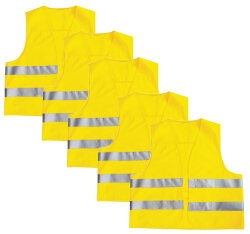 5 x Warnweste für Kinder gelb EN 1150 reflektierend