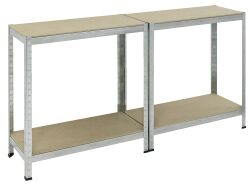 2 x Schwerlastregal / Werkbank Basis verzinkt 150x75x30cm 400kg
