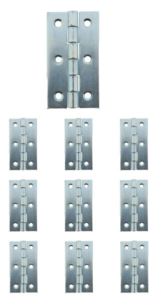 10 x Scharnier verzinkt gerollt schmal 63,5 x 33,3 mm