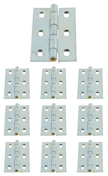 10 x Scharnier verzinkt gerollt schmal 51 x 32 mm