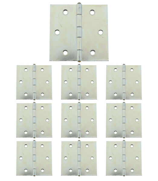 10 x Scharnier verzinkt gerollt käntig 51 x 51 mm