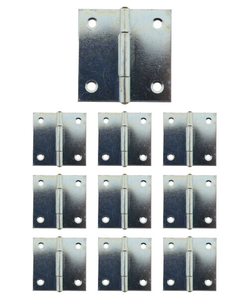 10 x Scharnier verzinkt gerollt käntig 38 x 38 mm