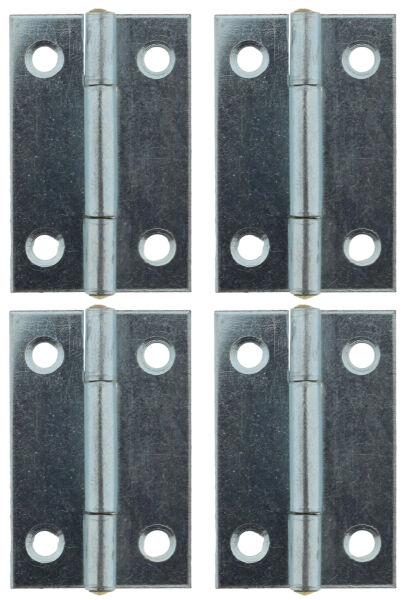 4 x Scharnier verzinkt gerollt schmal 38 x 26 mm