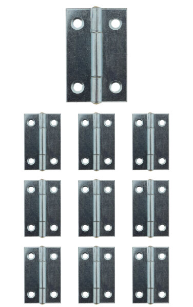 10 x Scharnier verzinkt gerollt schmal 38 x 26 mm