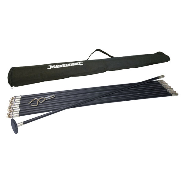 Abflussreinigungsstangen Set Lock Rod 12-tlg. + Aufbewahrungstasche