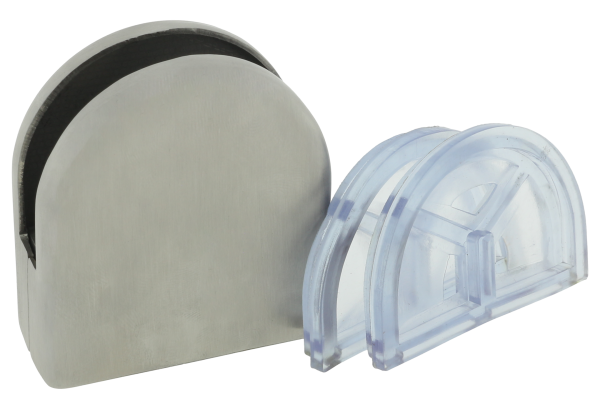 Glashalter abgerundet für 6 mm Glas aus Edelstahl