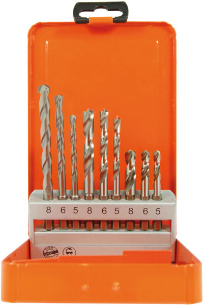 Projahn Spiralbohrer Kassette Stahl Stein Holz Bohrer Set 9-tlg.