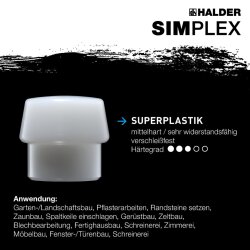 HALDER SIMPLEX Schonhammer Ø 80 mm Gummi / Superplastik mit Standfuß extra kurzer Stiel