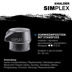 HALDER SIMPLEX Schonhammer Ø 60 mm Gummi / Superplastik mit Standfuß
