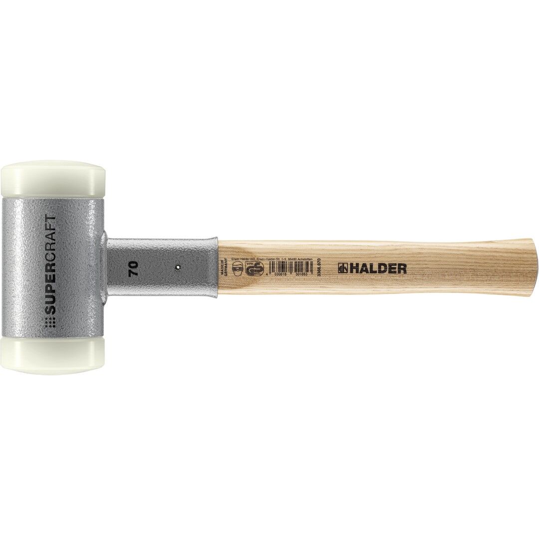 HALDER SUPERCRAFT Schonhammer Ø 70 mm rückschlagfrei mit Stahlschrotfüllung | Gravur möglich