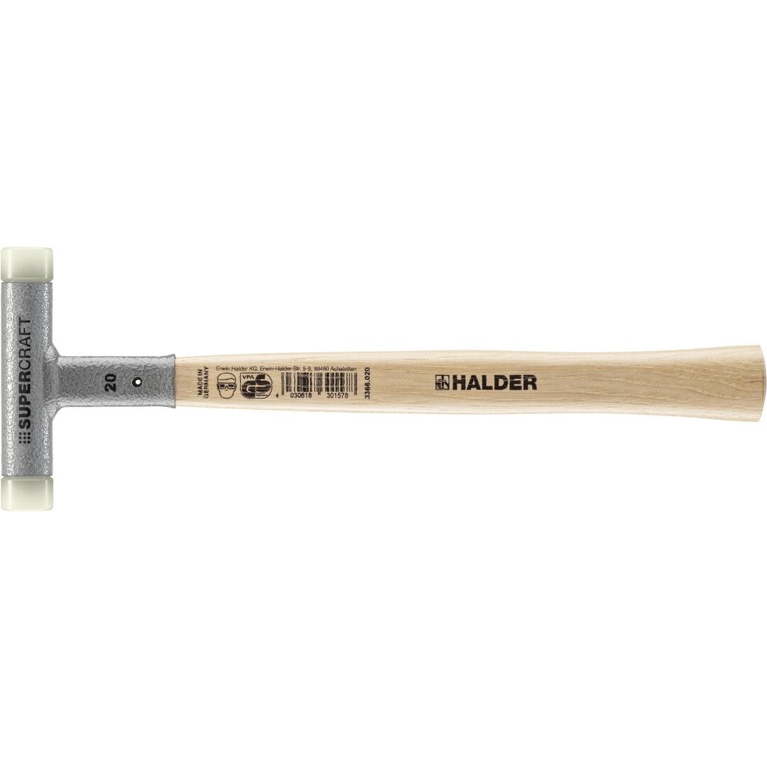 HALDER SUPERCRAFT Schonhammer Ø 20 mm rückschlagfrei mit Stahlschrotfüllung | Gravur möglich