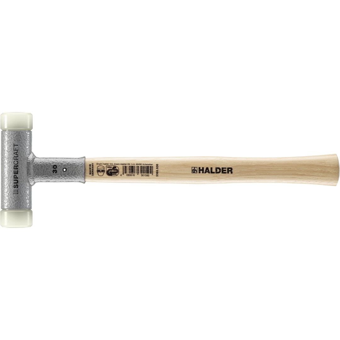 HALDER SUPERCRAFT Schonhammer Ø 30 mm rückschlagfrei mit Stahlschrotfüllung | Gravur möglich