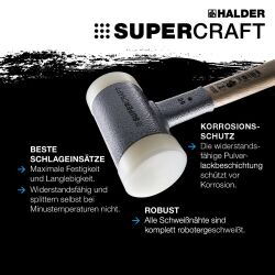 HALDER SUPERCRAFT Schonhammer Ø 30 mm rückschlagfrei mit Stahlschrotfüllung | Gravur möglich