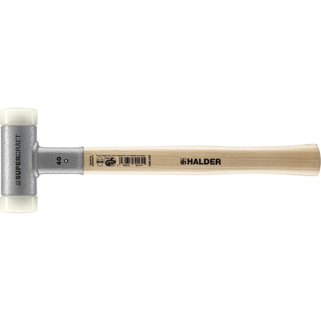 HALDER SUPERCRAFT Schonhammer Ø 40 mm rückschlagfrei mit Stahlschrotfüllung | Gravur möglich