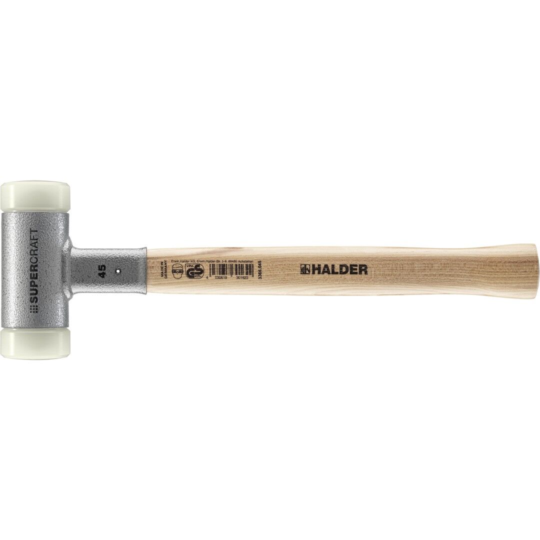 HALDER SUPERCRAFT Schonhammer Ø 45 mm rückschlagfrei mit Stahlschrotfüllung | Gravur möglich