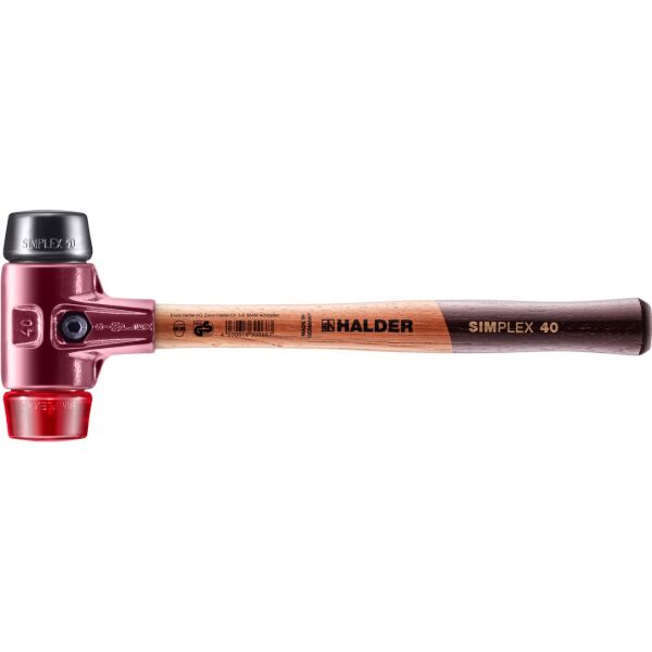 HALDER SIMPLEX Schonhammer Ø 40 mm Gummi schwarz / Plastik rot | Gravur möglich