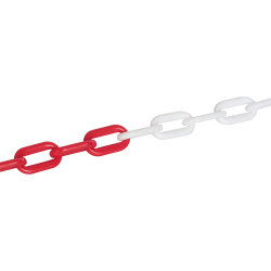 Absperrkette / Kunststoffkette Rot - Weiß 6 mm x 5 m