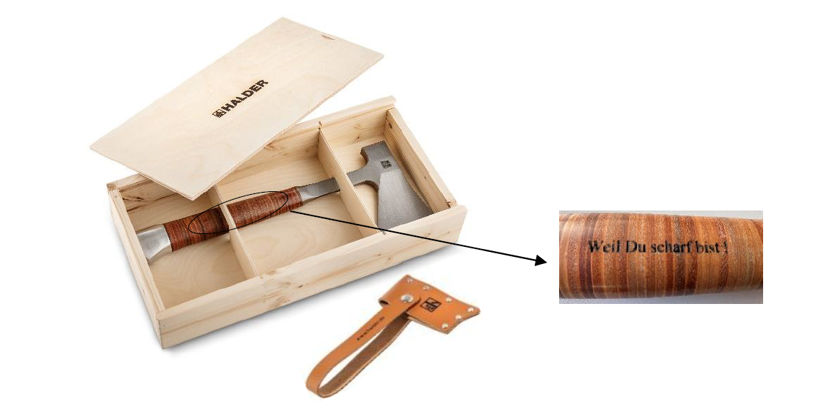 HALDER Handbeil Weil du scharf bist! in Geschenkbox Sonderedition