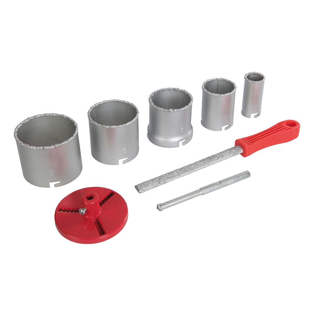Lochsägen 33-53-67-73-83mm mit Wolframschleifkörnern Set 8-tlg.