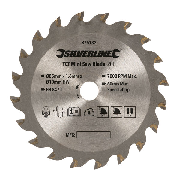 Mini Hartmetall Sägeblatt 85 mm mit 10 mm Bohrung 20 Zähne
