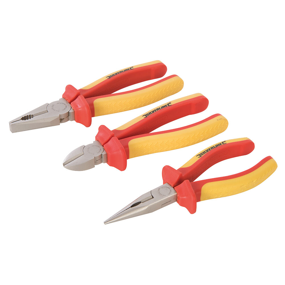 Profi VDE Zangen Set 3-tlg. Spitzzange Seitenschneider Kombizange