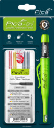 Pica Dry Longlife Automatic Pencil Tieflochmarker + 8 Ersatzminen Basis Set Graphit Rot Gelb