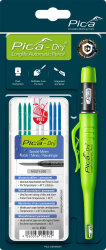 Pica Dry Longlife Automatic Pencil Tieflochmarker + 8 Spezialminen Blau Grün Weiß