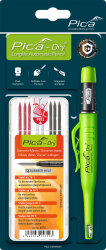 Pica Dry Longlife Automatic Pencil Tieflochmarker + 8 Spezialminen Sommer Set Graphit Rot Weiß wasserfest
