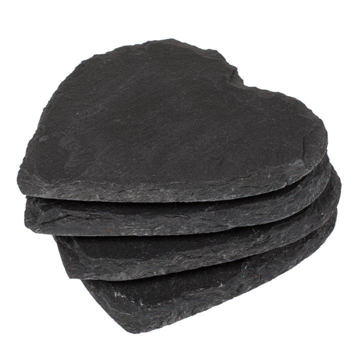 4 x Schiefer Untersetzer Herzform ca. 10 cm