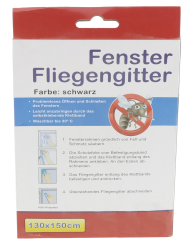 4 x Insektennetz 130x150cm mit Klettband schwarz Fliegengitter