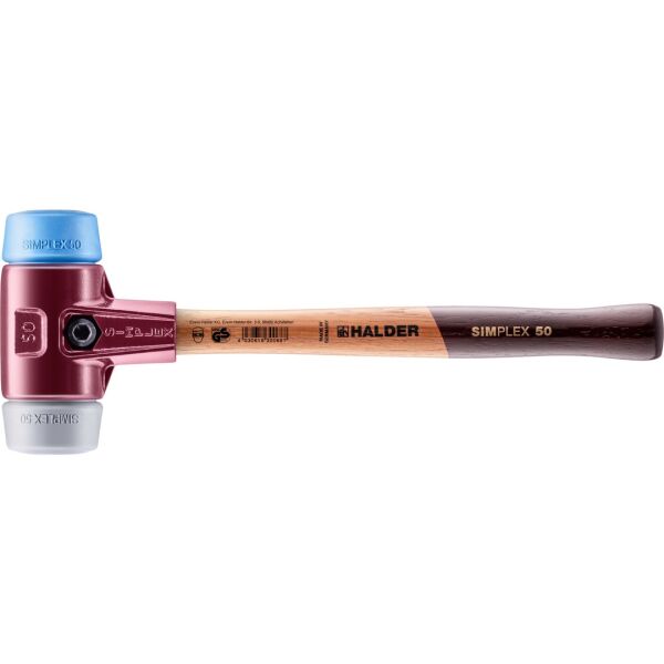 HALDER SIMPLEX Schonhammer Ø 50 mm TPE-soft blau / TPE-mid grau | Gravur möglich