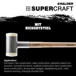 HALDER SUPERCRAFT Vorschlaghammer Ø 80 mm rückschlagfrei mit Hickorystiel 4,4 kg