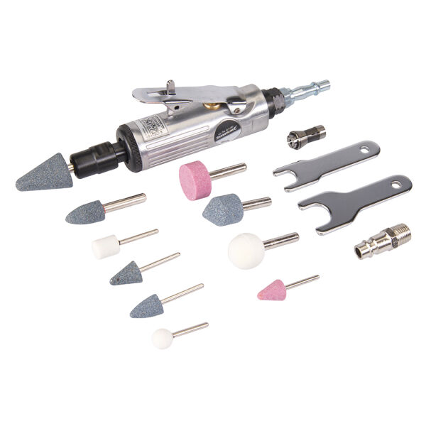 Druckluft Geradschleifer mit Zubehör Set 15-tlg.