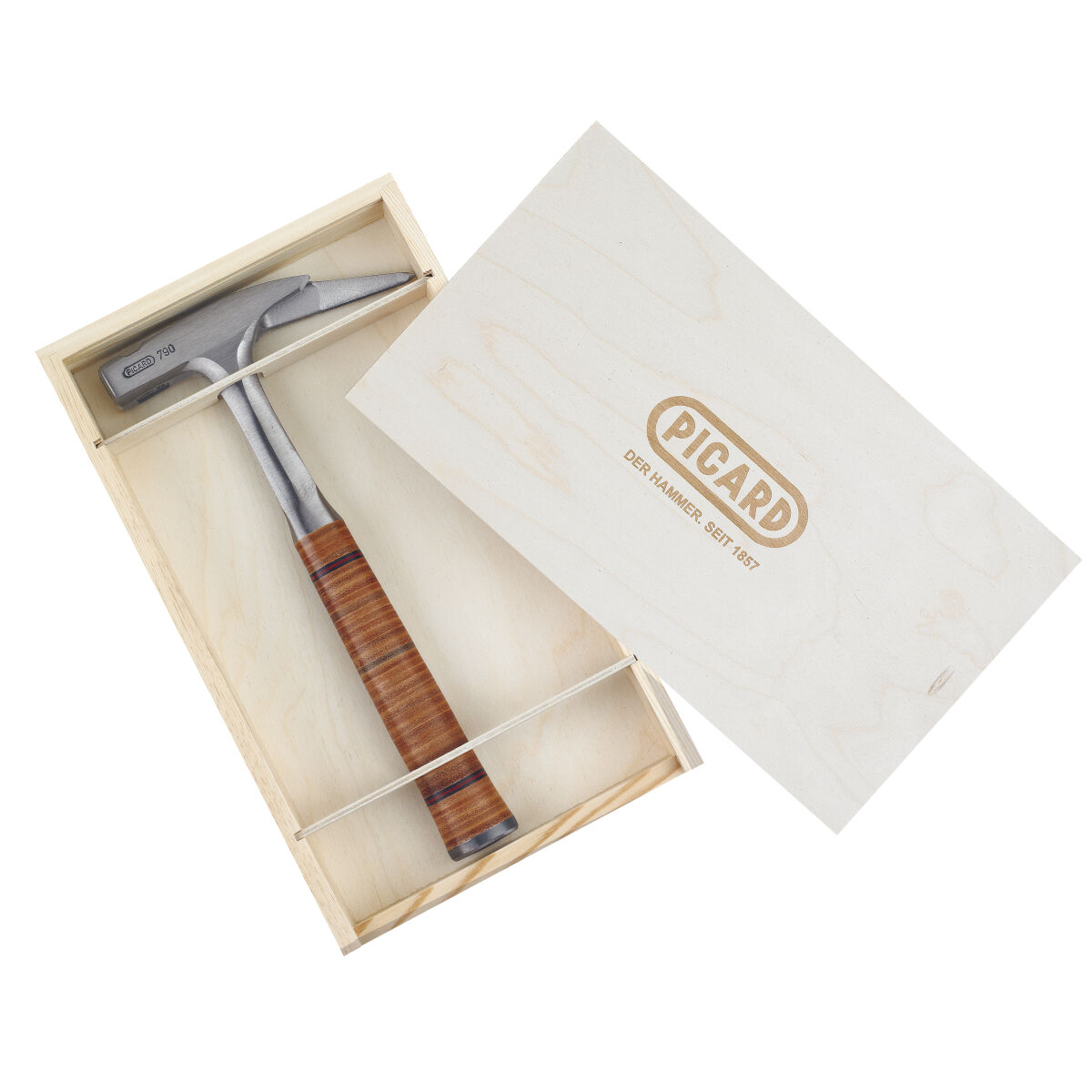 PICARD Ganzstahl-Latthammer Nr. 790 glatt DIN 7239 mit Holzkiste | Gravur möglich